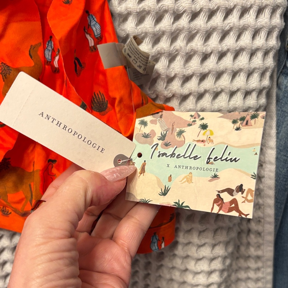 Anthropologie Vibrant Orange Patterned Bikini Top - Picture 4 of 6